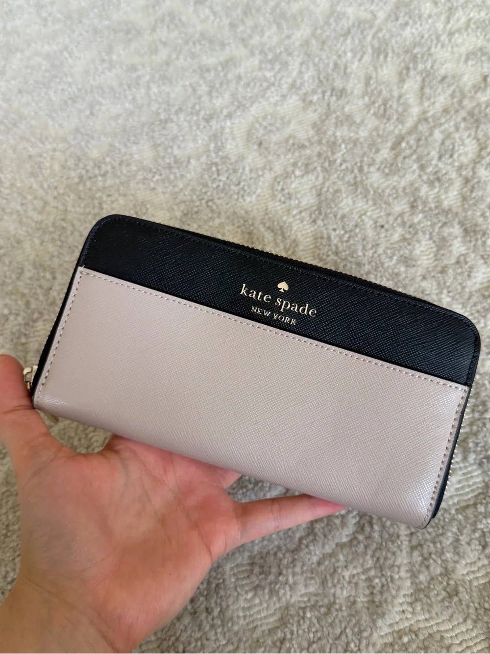 Kate Spade Black and Light Pink Leather Wallet - Brand New Without Tags